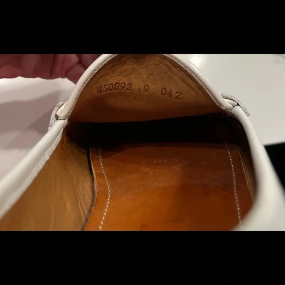 AUTHENTIC GUCCI MENS WHITE LEATHER LOAFERS - Picture 6 of 11